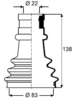 FUELLE (L/R) REN R12 CON TRICETA 4 VEL. GTS-L-TS-BREAK (...81) (con aceite y abrazaderas)