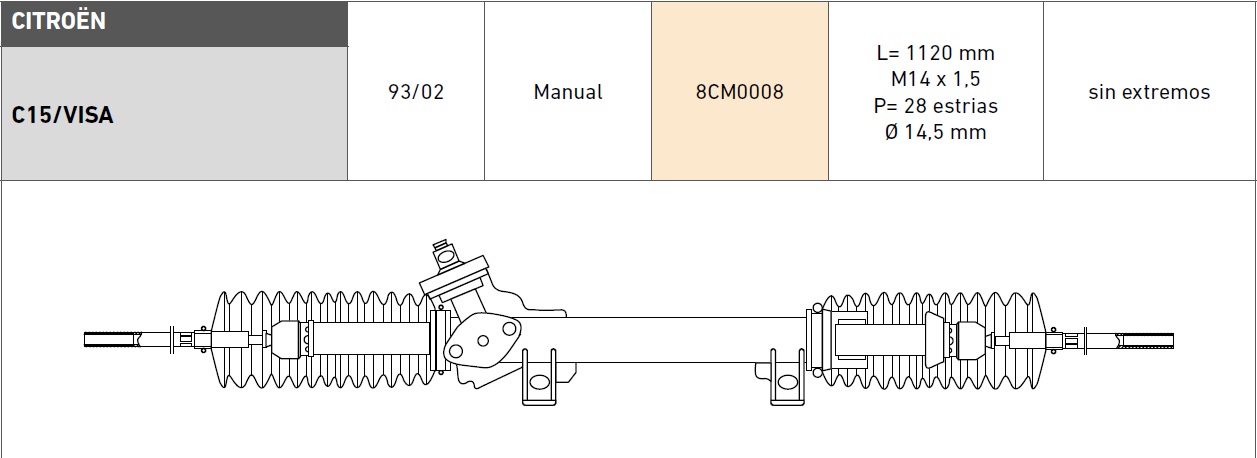 CREM PEU 205 92/00  //  CIT VISA / C15 93/02  Perno Estriado Bajo  S/EXT  Manual