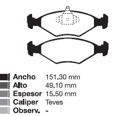 PAST VW GOL 1.6 y 1.9 SD / COUNTRY (sistema ATE) 02/... SAVEIRO 00/... DEL DISCO VENTILADO