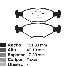 PAST VW SENDA 90/... GACEL / CARAT 81/92  /  FIAT UNO / DUNA / PALIO  DEL