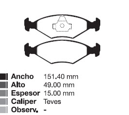 PAST VW GOL (linea vieja) / QUANTUM / FORD GALAXY 15MM .../97  DEL
