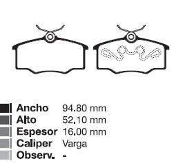 PAST CHEV CORSA  / CORSA COMBO  97/... / KADETT / IPANEMA  //  VW GOL  1.0 95/03 1.6 96/12 1.8 98/... 1.9 98/.. / GOL COUNTRY 95/... / SAVEIRO 96/02  (sist VARGA C/gancho)  Del
